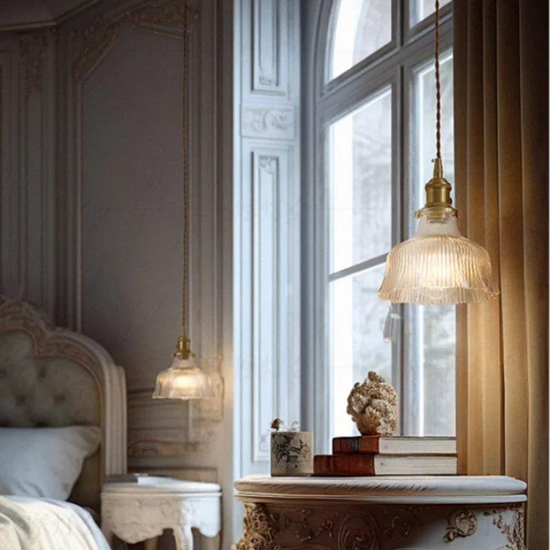 Afralia™ Clear Glass LED Pendant Light for Bedside Living Dining Decor