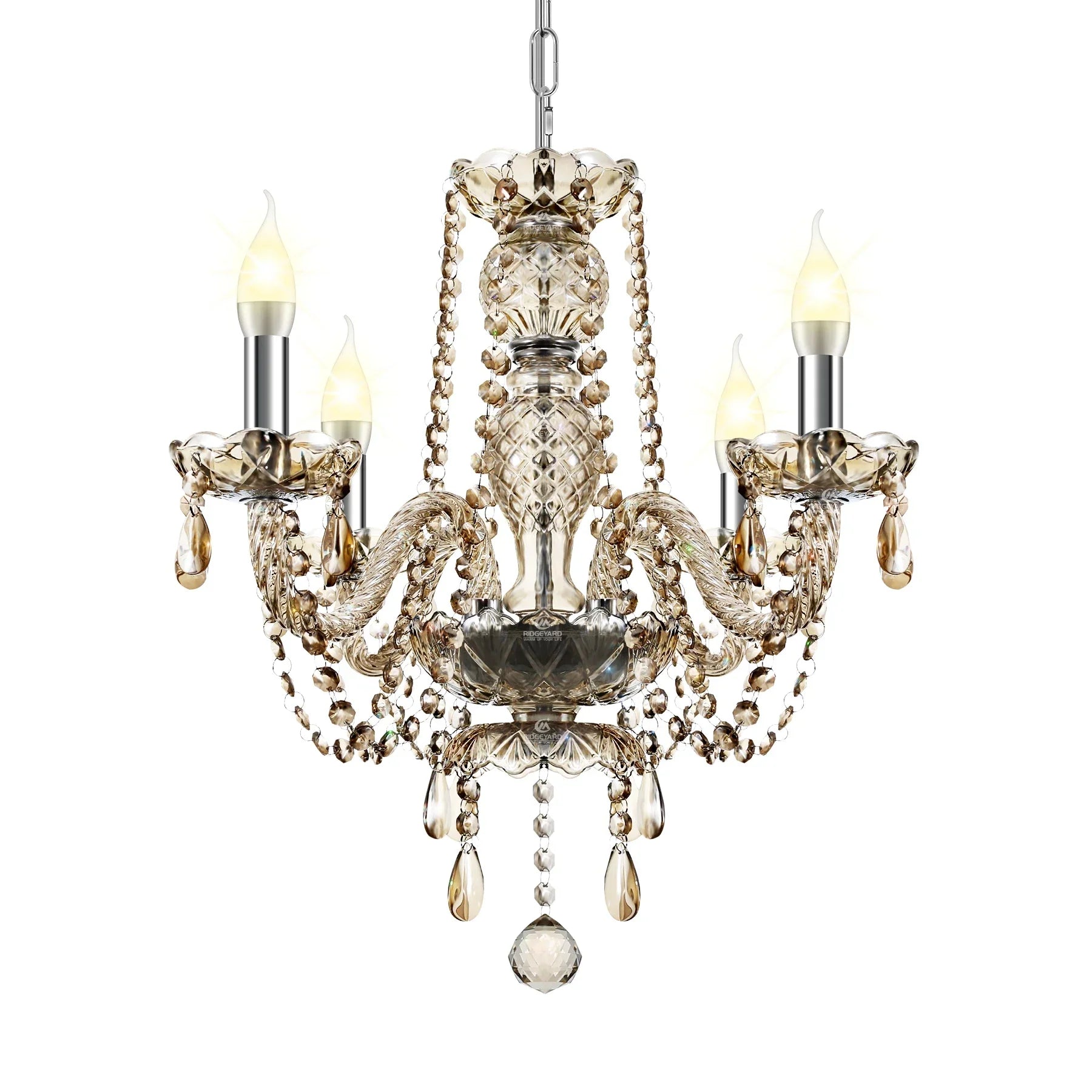 Afralia™ Crystal Chandelier Pendant Light Cognac Gold LED Luxury Lamp for Dining Living Room