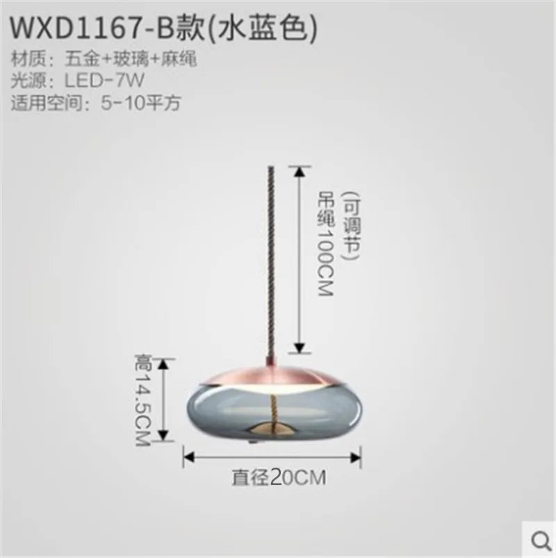 Afralia™ Glass Pendant Light Brokis Shade Nordic Bedroom Kitchen Luminaria