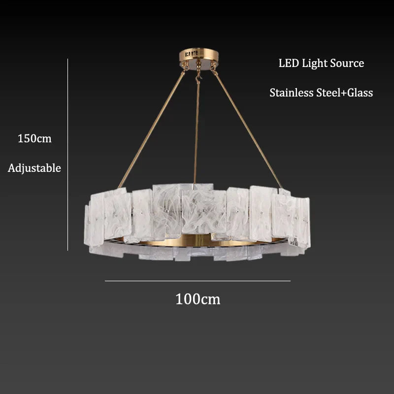 Afralia™ Round Gold Glass Chandelier with White Lampshade for Chic Home Decor