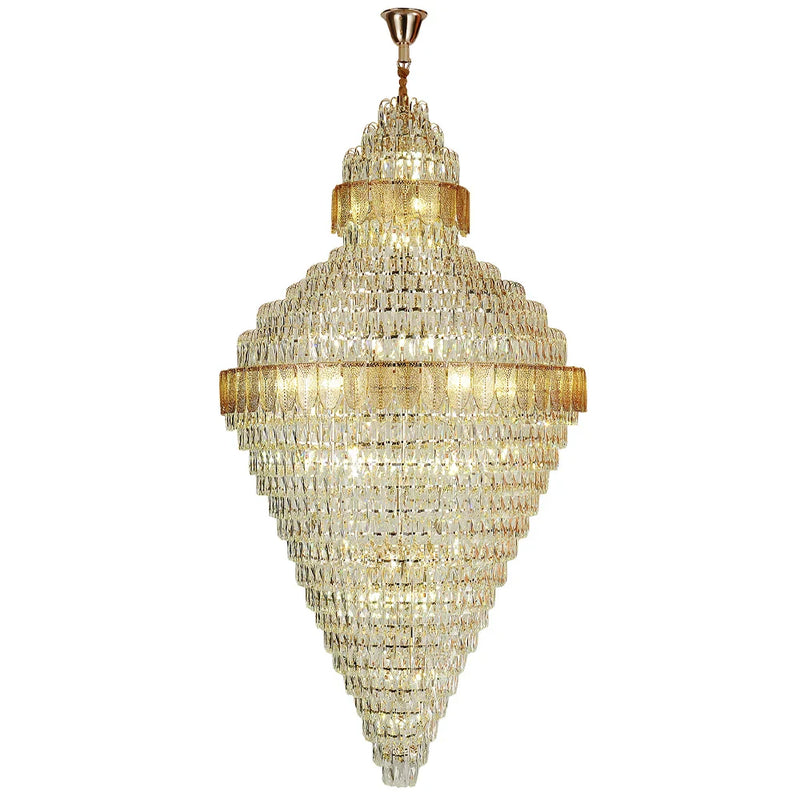 Afralia™ Elegant Duplex Crystal Chandelier Spiral Staircase High Living Room Light