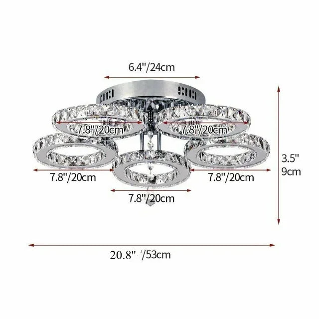 Afralia™ Rings Crystal Chandelier - Dimmable Ceiling Light Fixture for Bedroom & Living Room