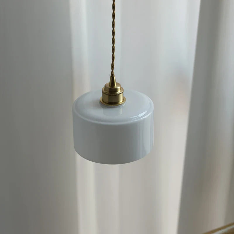 Afralia™ Glass LED Pendant Light: Milky White Copper Nordic Hanging Lamp for Home Decor
