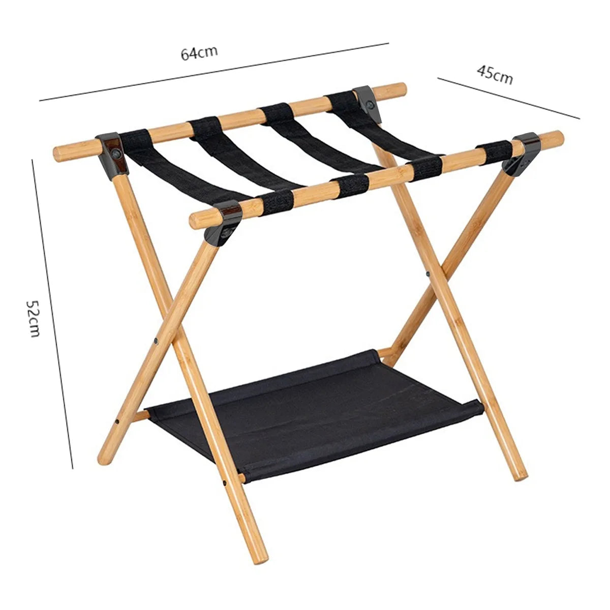 Afralia™ Folding Luggage Rack with Storage Shelf - Heavy-Duty Solution for Guest Room