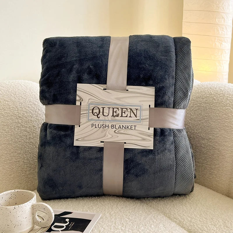 Afralia™ Luxury Soft Milk Velvet Raschel Blanket with Carved Edging