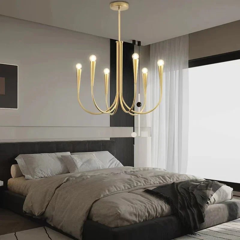 Afralia™ Nordic Luxe Chandelier Living Dining Room Ceiling Pendant Light Black/Gold Kitchen LED