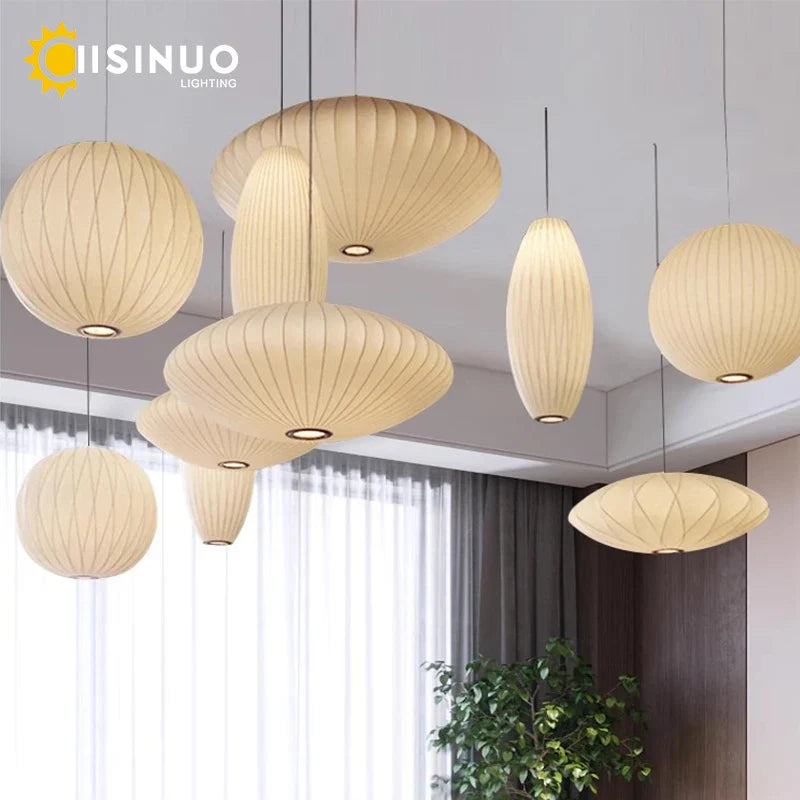 Afralia™ Silk Cloth Pendant Chandeliers for Dining Room, Bedroom, Kitchen Island