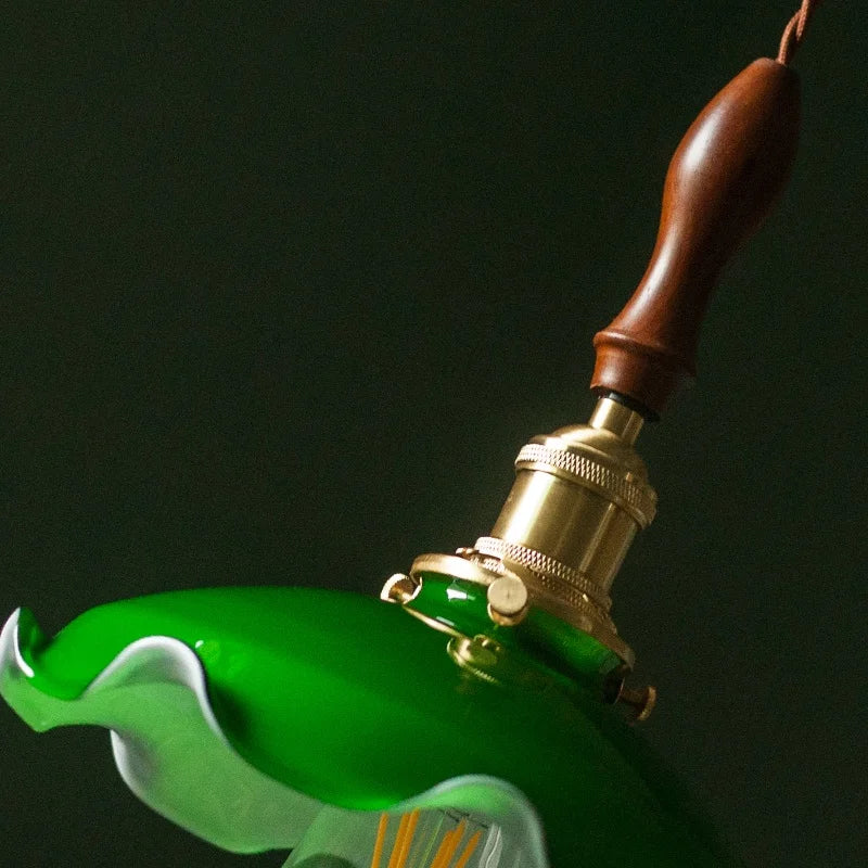 Afralia™ Green Glass LED Pendant Lamp for Living & Dining Room Decor