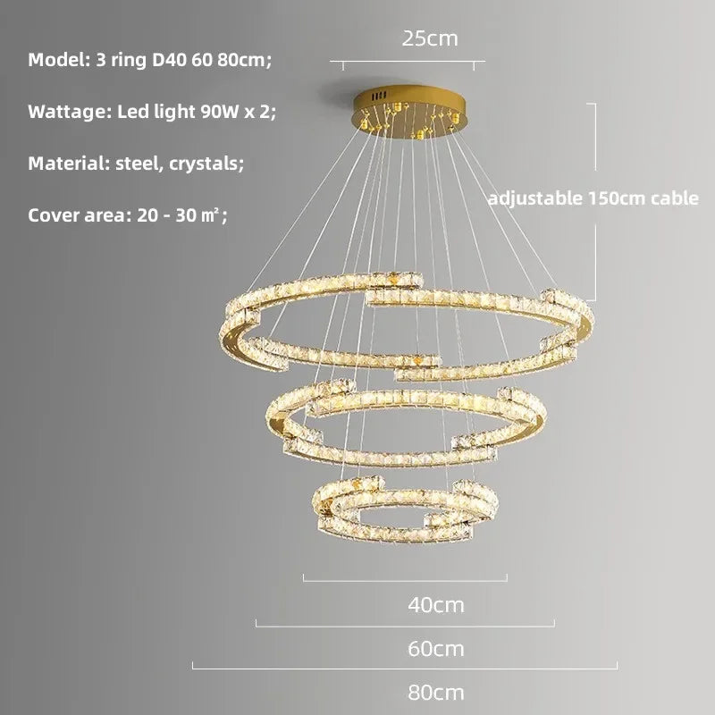 Afralia™ Oval Steel LED Pendant Lights with K9 Crystals