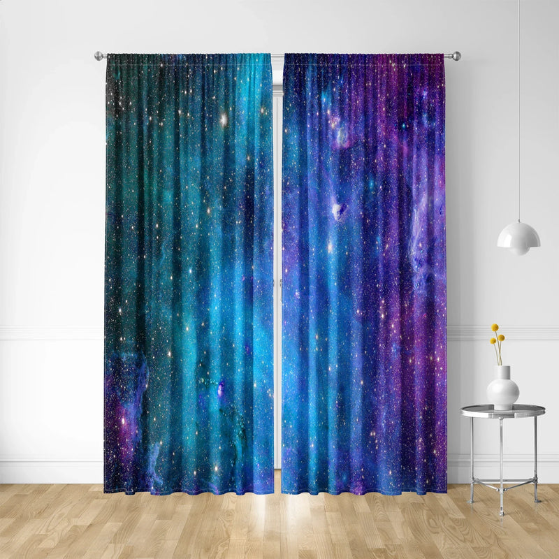 Afralia™ Starry Sky Night View Curtains for Home Decoration, Kitchen, Coffee Shop, Living Room