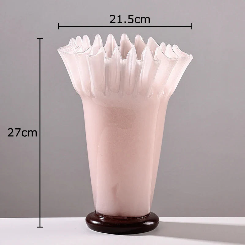 Afralia™ Lotus Leaf Edge Glass Vase: Table Flower Arrangement Room Decor Aesthetic