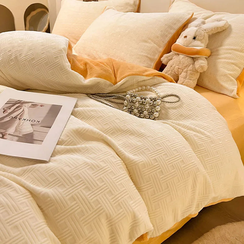 Afralia™ Plush Waffle Fleece Duvet Cover - Cozy 3D Carved Winter Comforter for Adults