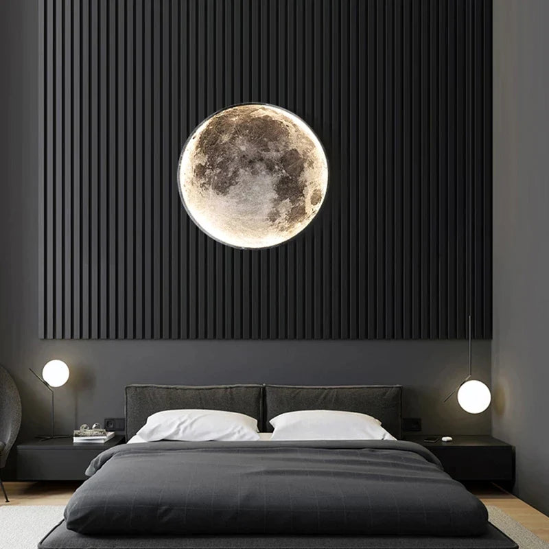 Afralia™ Moon Ring LED Wall Lamp for Aisle Corridor Bedroom Living Room Bathroom Decor