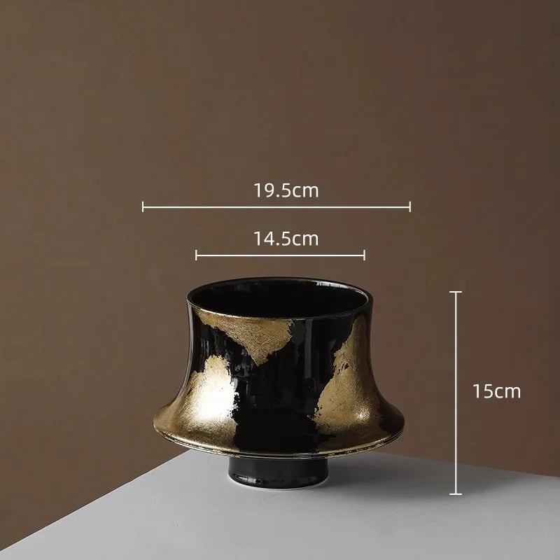 Afralia™ Gold Foil Ceramic Vase for Flower Arrangement and Home Decoration
