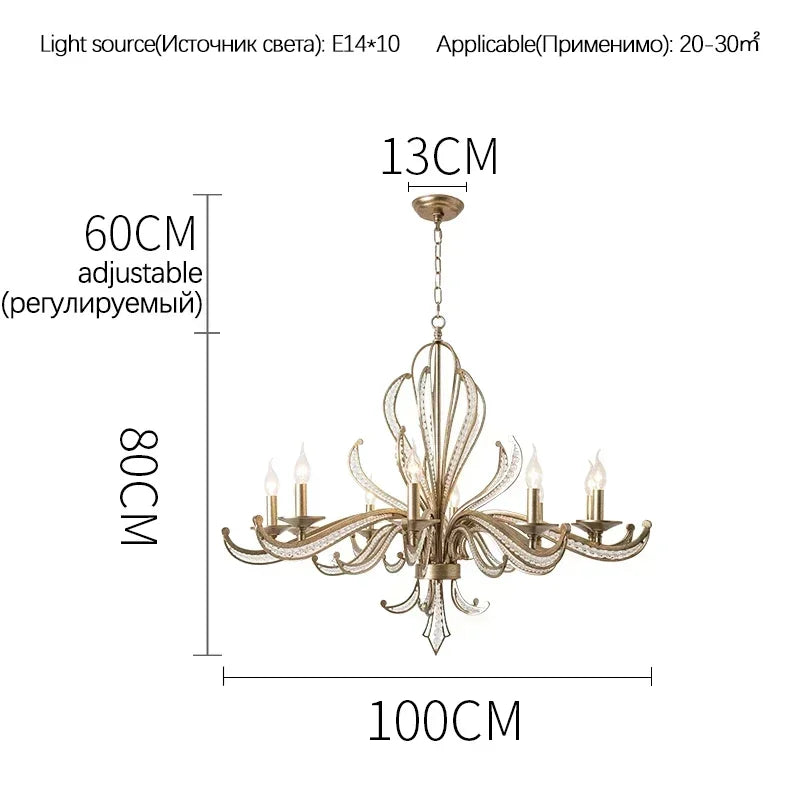 Afralia™ French Candle Design Crystal Chandelier LED Pendant Lighting for Home Décor