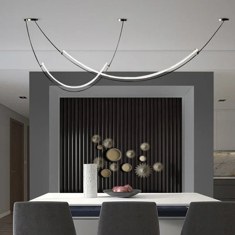 Afralia™ Nordic Rainbow LED Pendant Chandelier for Home Dining Living Kitchen Décor