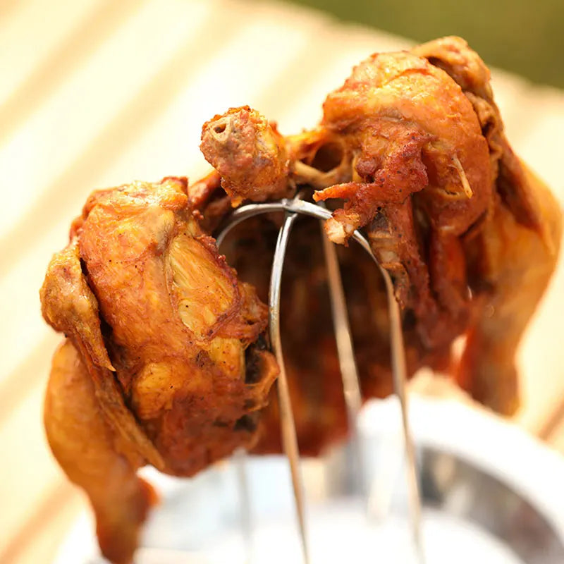 Afralia™ Chicken Roaster Rack & Bowl Set - Stainless Steel BBQ Grill Stand for Oven