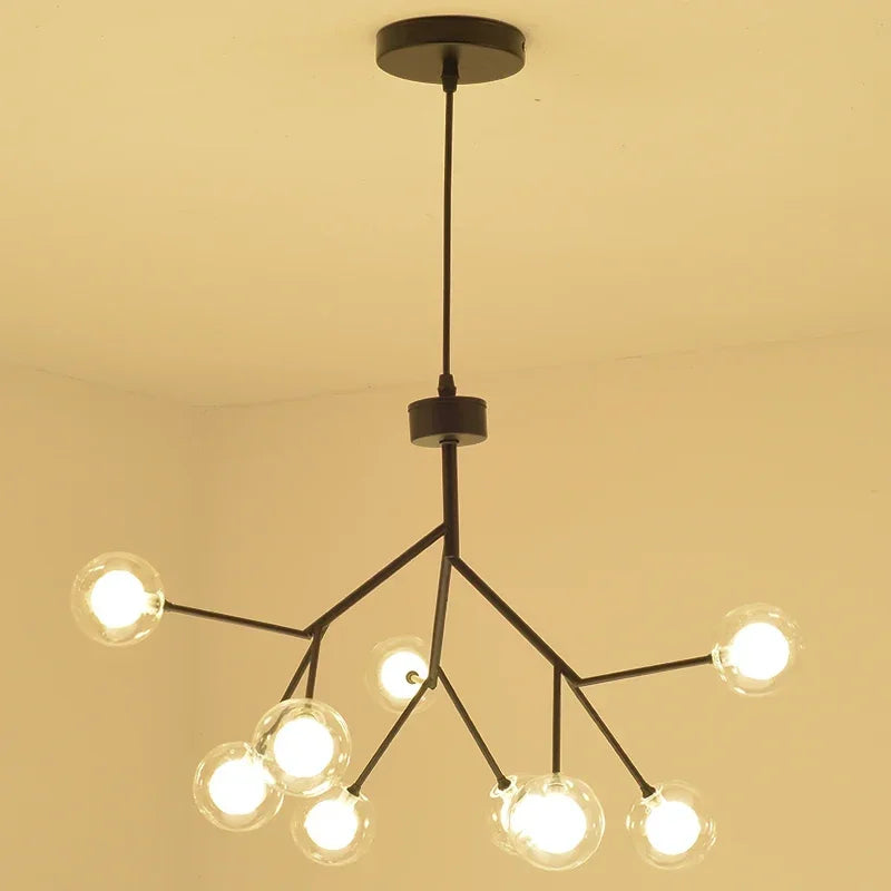 Afralia™ Heracleum Firefly Glass Round Ball Chandelier - Luxury Staircase Dining Room Lighting