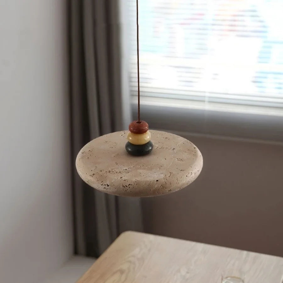 Afralia™ Yellow Travertine LED Pendant Lamp for Dining Room, Kitchen & Reading