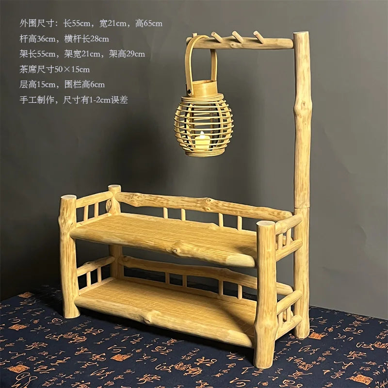 Afralia™ Modern Solid Wood Tea Set Organizer Multi-functional Tea Display Shelf