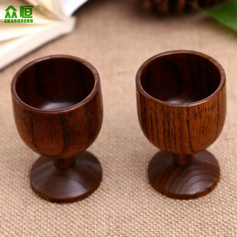 Afralia™ Natural Red Spruce/Jujube Wood Goblet Cup - Classical Wooden Wine Glass