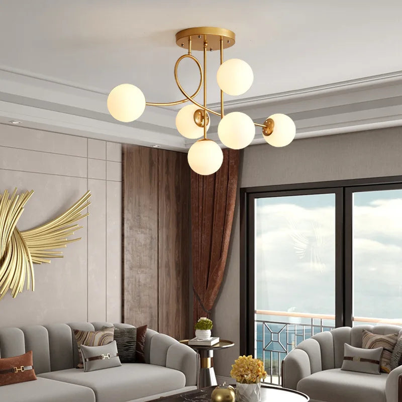 Afralia™ Magic Bean Glass LED Chandelier - Nordic Modern Minimalist Luxury Ceiling Lamps