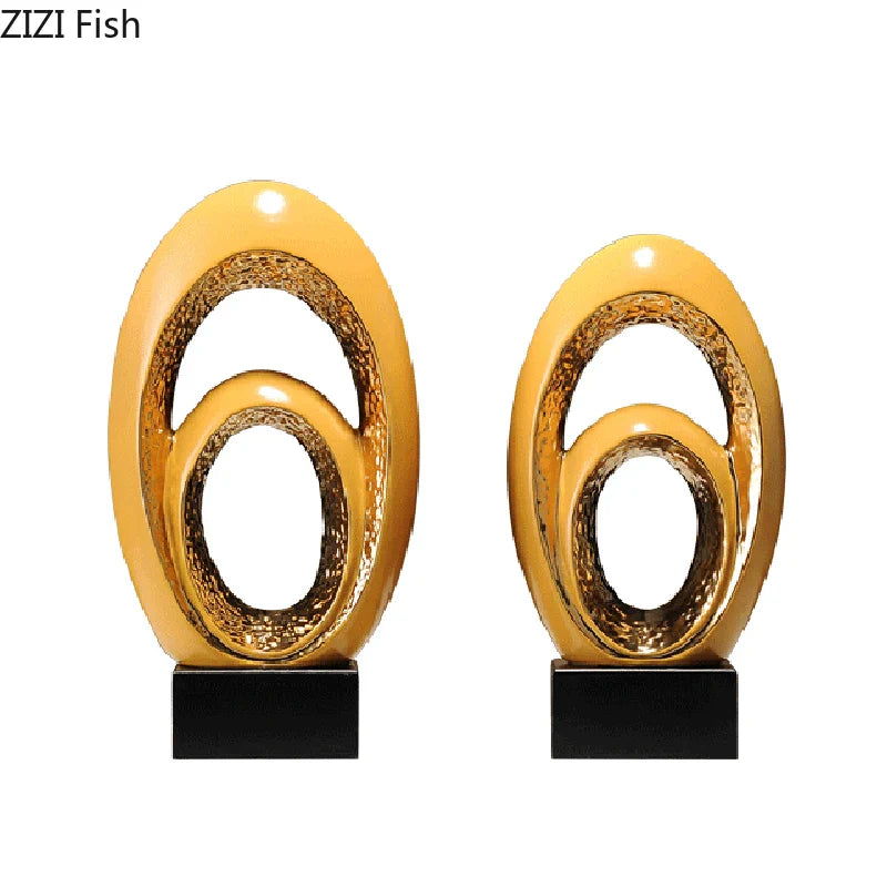 Afralia™ Gold Abstract Art Sculpture Desk Ornaments Minimalism Aesthetics Decor