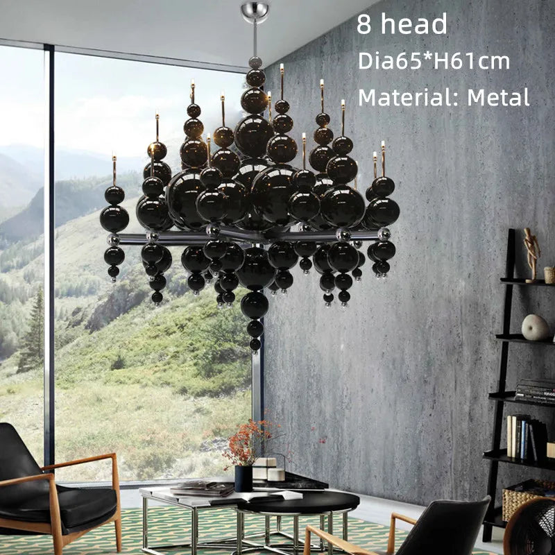 Afralia™ Black Gourd Pendant Chandelier for Dining Living Bedroom - Modern Ceiling Light