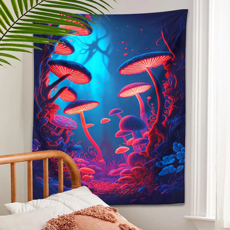 Afralia™ Psychedelic Mushrooms Tapestry Wall Hanging for Colorful Home Decor