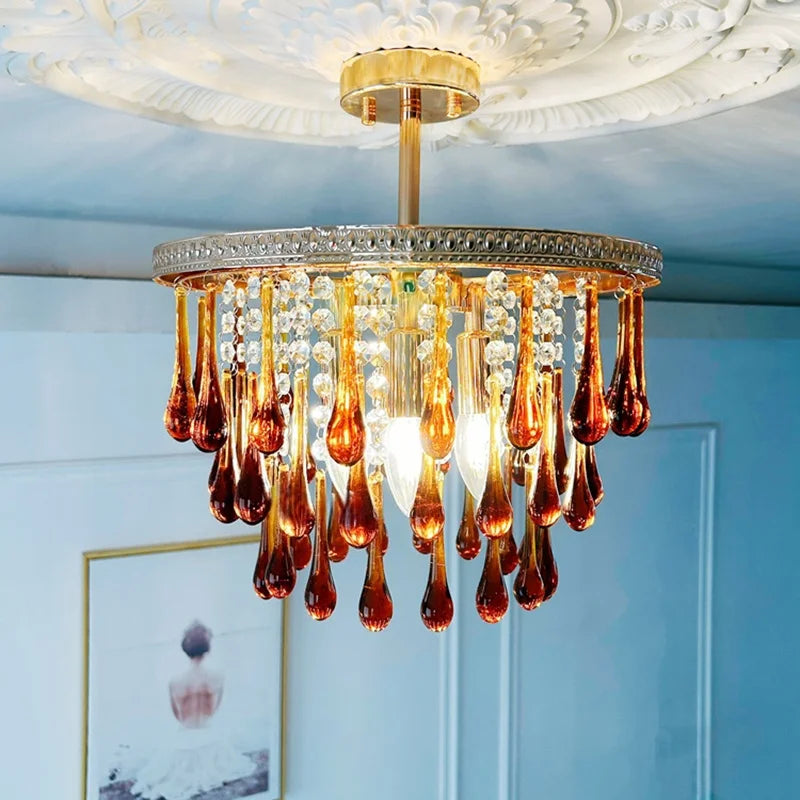 Afralia™ Water Drop Crystal Chandelier for Luxury Bedroom Decor