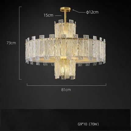 Afralia™ Art Deco Golden Copper Glass Chandelier LED Lighting Fixture