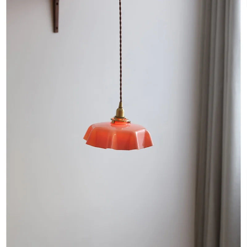 Afralia™ Modern Copper Glass Pendant Light Fixture for Reading Aisle Coffee Pink Home Decor