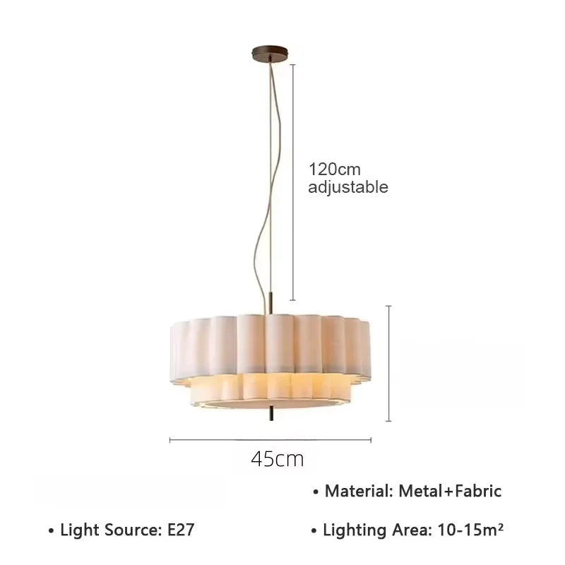 Afralia™ Scalloped Fabric Chandelier Retro Bohemia Pendant Lamp for Living Dining Bedroom