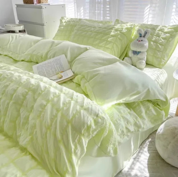 Afralia™ Plush Winter Quilt Set - Cozy Bedding in Solid Colors & Plaid