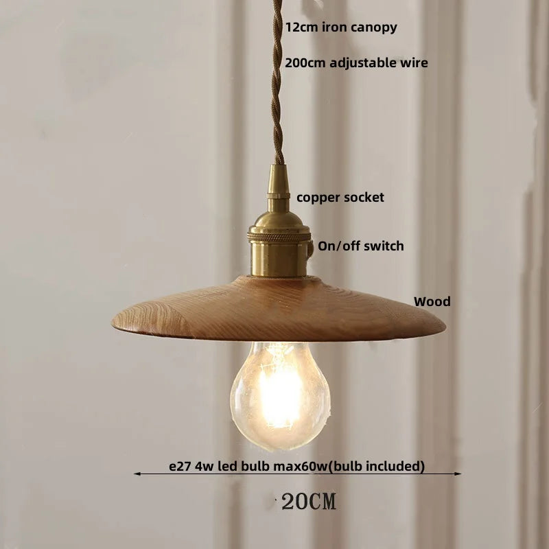 Afralia™ Nordic LED Pendant Lights Walnut Wood Glass Kitchen Hanging Lamp