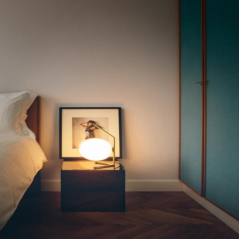 Afralia™ Modern Glass Ball Table Lamp, E27 Loft Light for Bedroom, Living Room, Gold Black