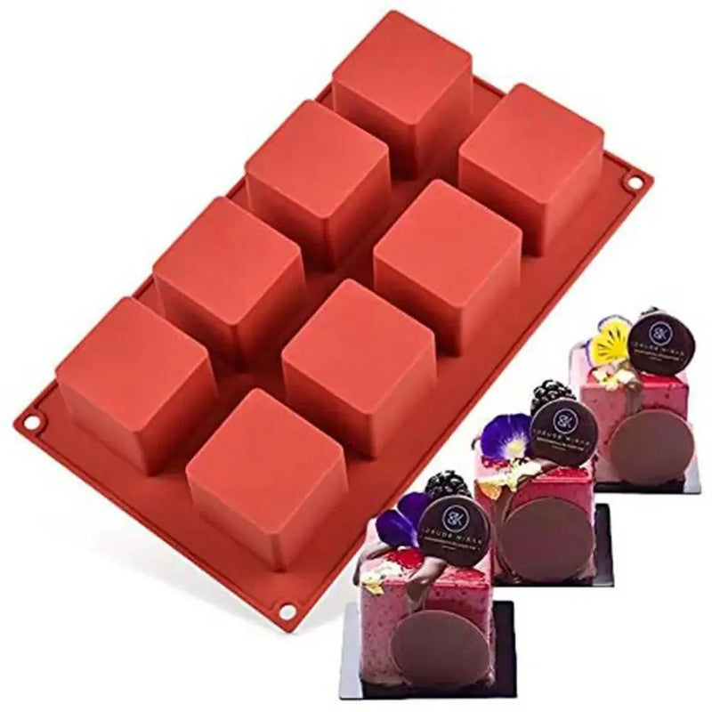 Afralia™ Small Square 8-Hole Silicone Mold for Pastry and Desserts