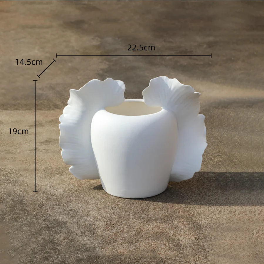 Afralia™ Wavy Wings Hand-painted Ceramic Vases: Unique Floral Decor & Home Accessory