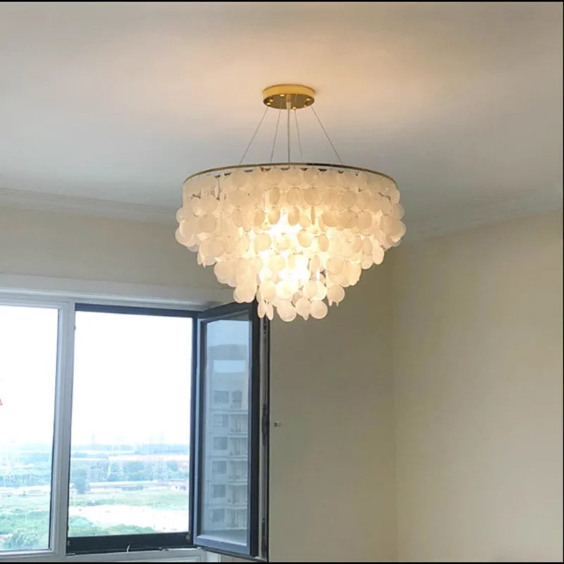 Afralia™ Shell Chandelier: Elegant Modern French Lighting for Living Room & Bedroom