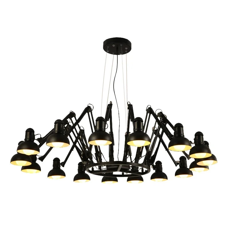 Afralia™ Industrial LED Pendant Light Spider Iron Hanging Chandelier Fixtures