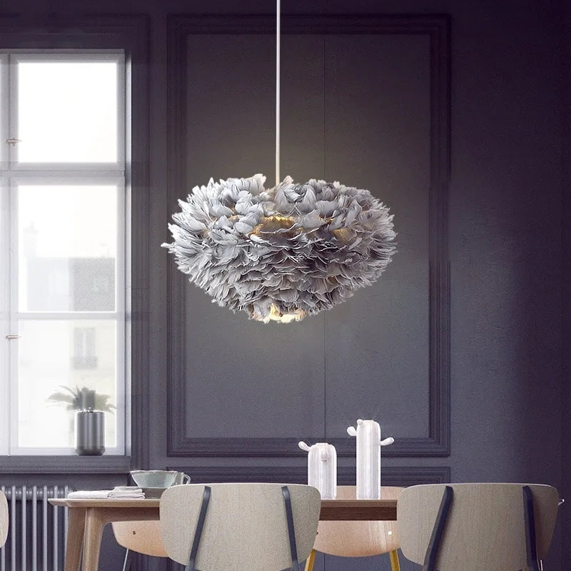 Afralia™ Nordic Feather Pendant Light LED Lamp for Living Room, Bedroom, Dining, Children's