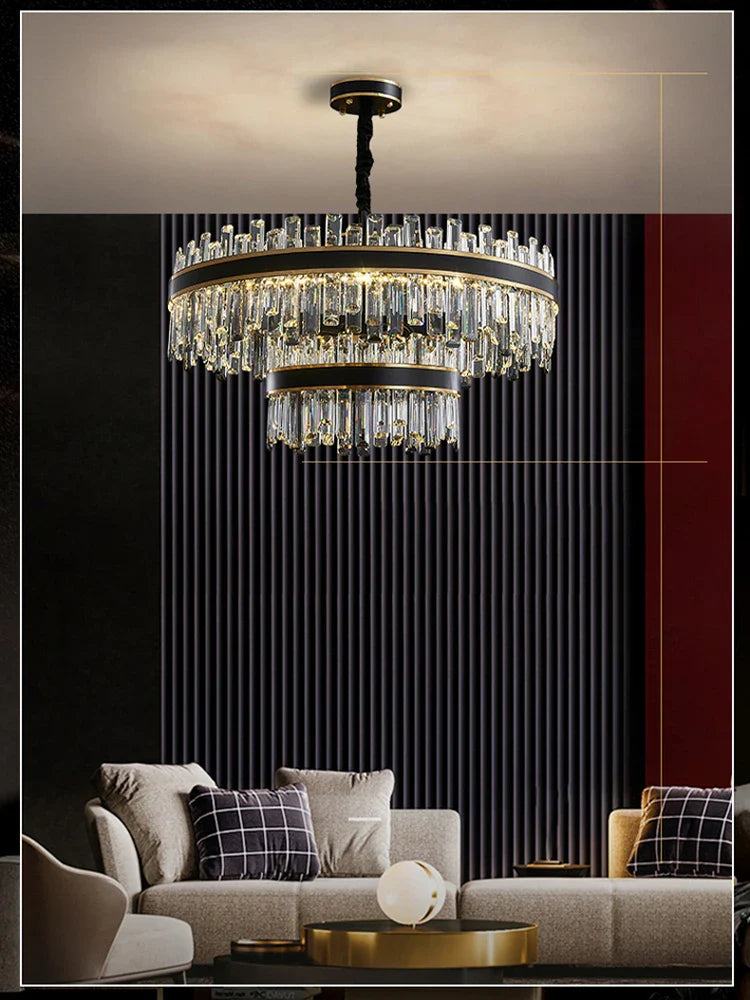 Afralia™ Crystal Chandelier Round Light Fixture for Luxury Living Room Décor