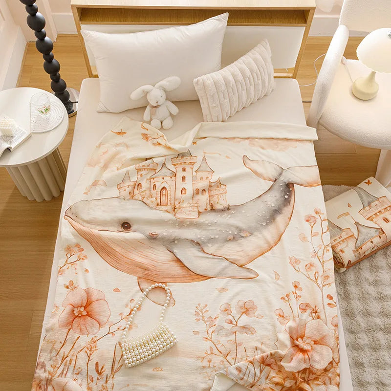 Afralia™ Cartoon Printed Cotton Blanket: Soft, Cozy Sofa Cover for Home & Office Napping