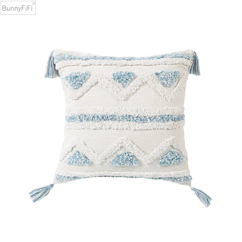Afralia™ Blue Geometric Double Cushion Cover for Home & Car Decor