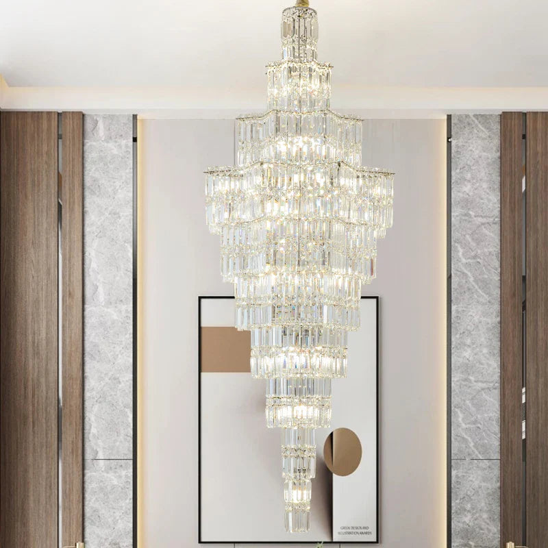 Afralia™ Crystal Staircase Chandelier: Luxury European Style for Villa Living Room