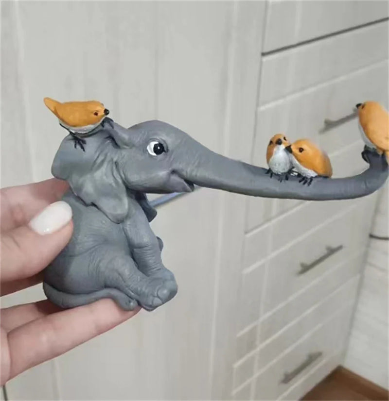 Afralia™ Elephant Bird Rabbit Figurines Resin Fairy Garden Ornaments Tabletop Decoration