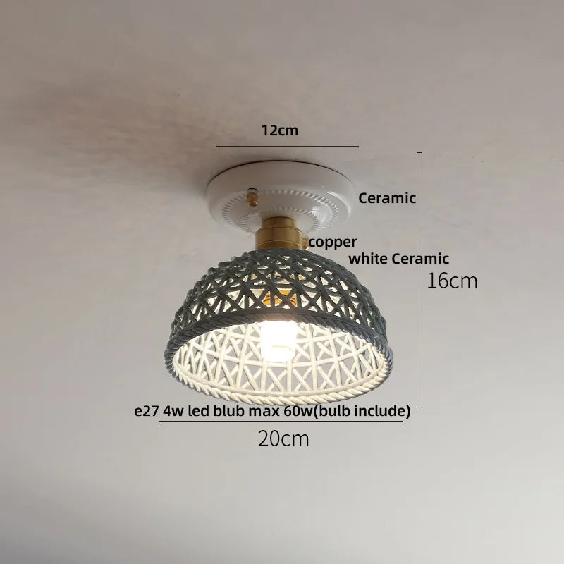 Afralia™ White Ceramic LED Ceiling Light Fixture Nordic Modern Home Decor Lighting Plafond Lamp