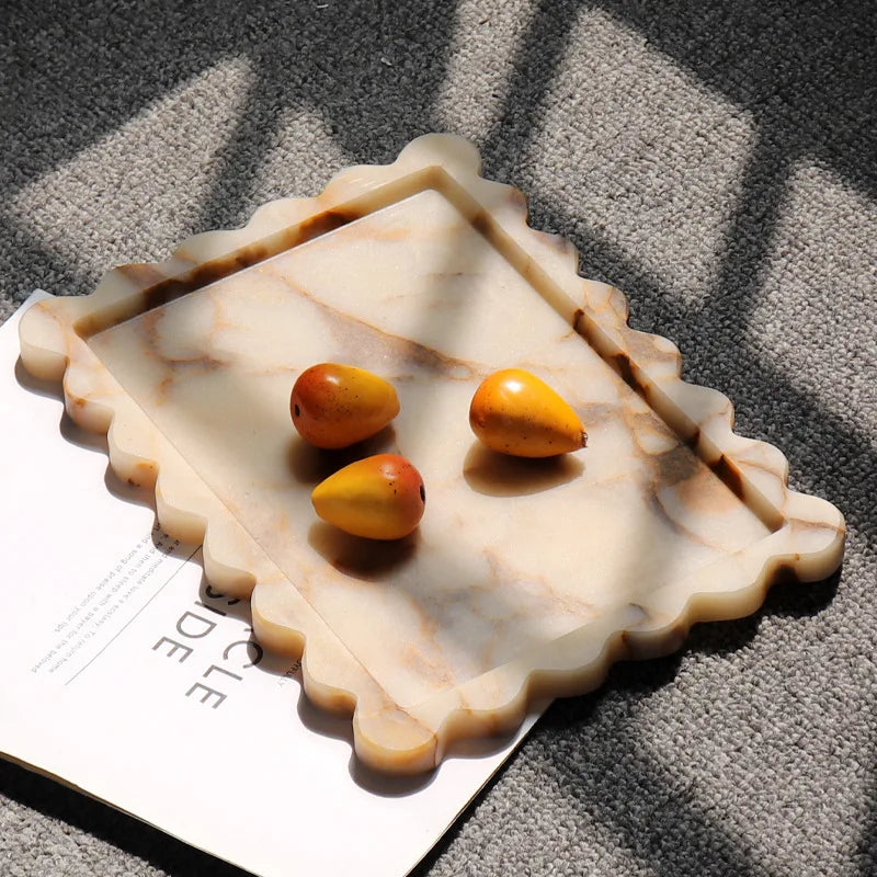 Afralia™ Calacatta Viola Marble Tray: Luxury Vanity & Kitchen Decor Tray