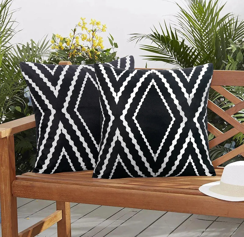 Afralia™ Outdoor Garden Cushion Cover 2-Pack: Waterproof & Stain Resistant Floral Terrace Print