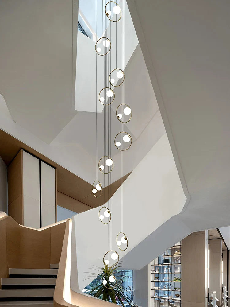 Afralia™ Modern Loft Chandelier Staircase Pendant Light Fixture - Designer Suspension Lustre